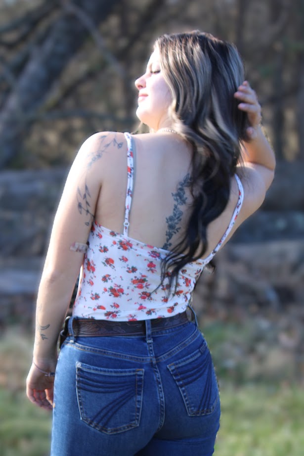 Floral V Cut Bodysuit