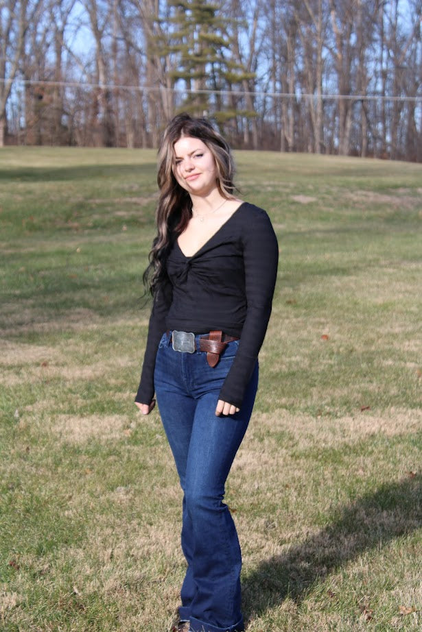 Black V Neck Long Sleeve