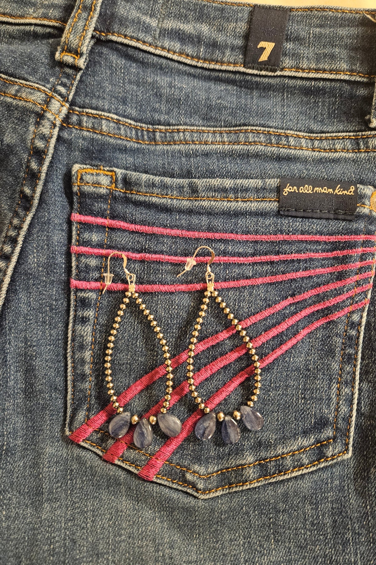 Kyanite Teardrop Earrings & 3mm Sterling Silver Pearls