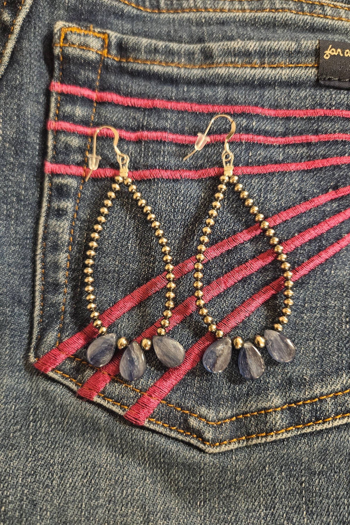 Kyanite Teardrop Earrings & 3mm Sterling Silver Pearls