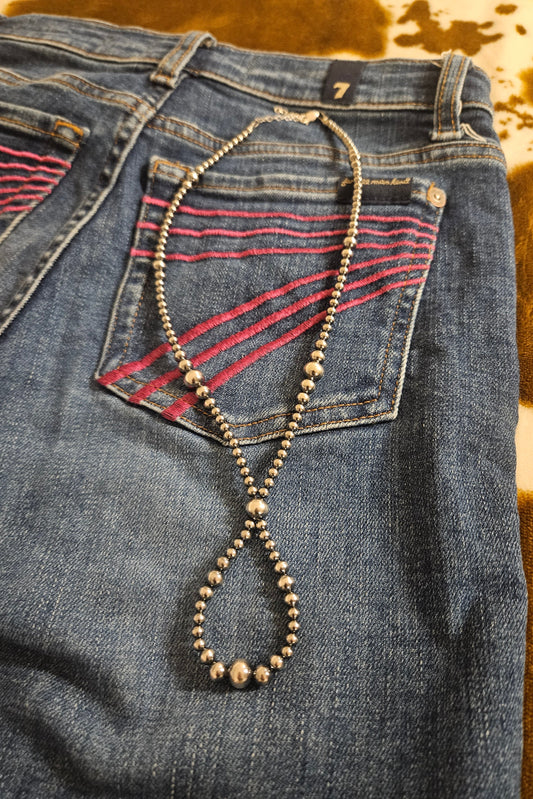 17 Inch Graduated Sterling Silver Pearls Necklace Hoop