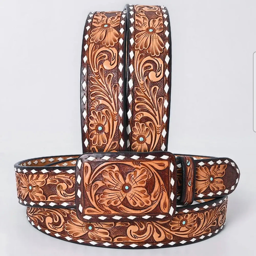 Tooled Flower Belt