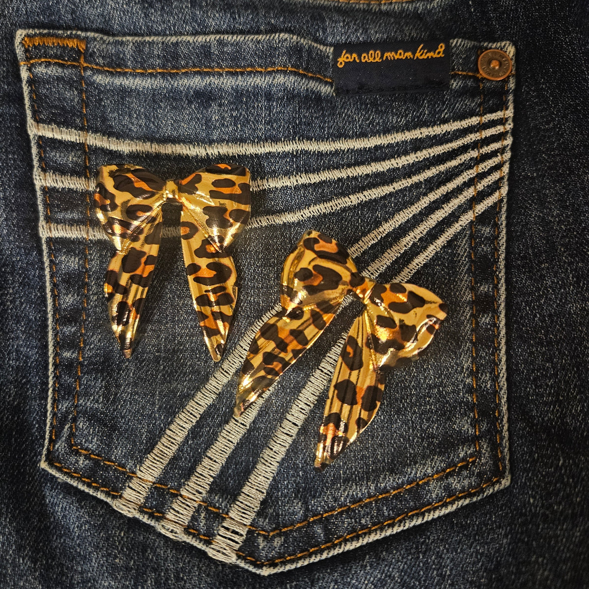 Gold Leopard Print Bow Earrings
