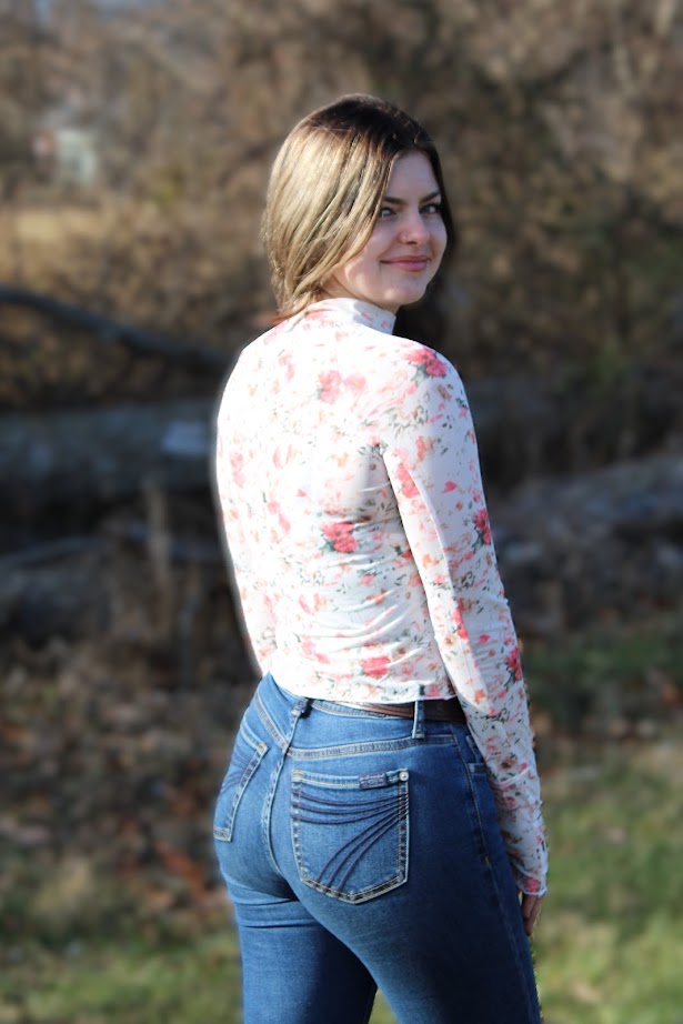Pink Floral Mesh Long Sleeve