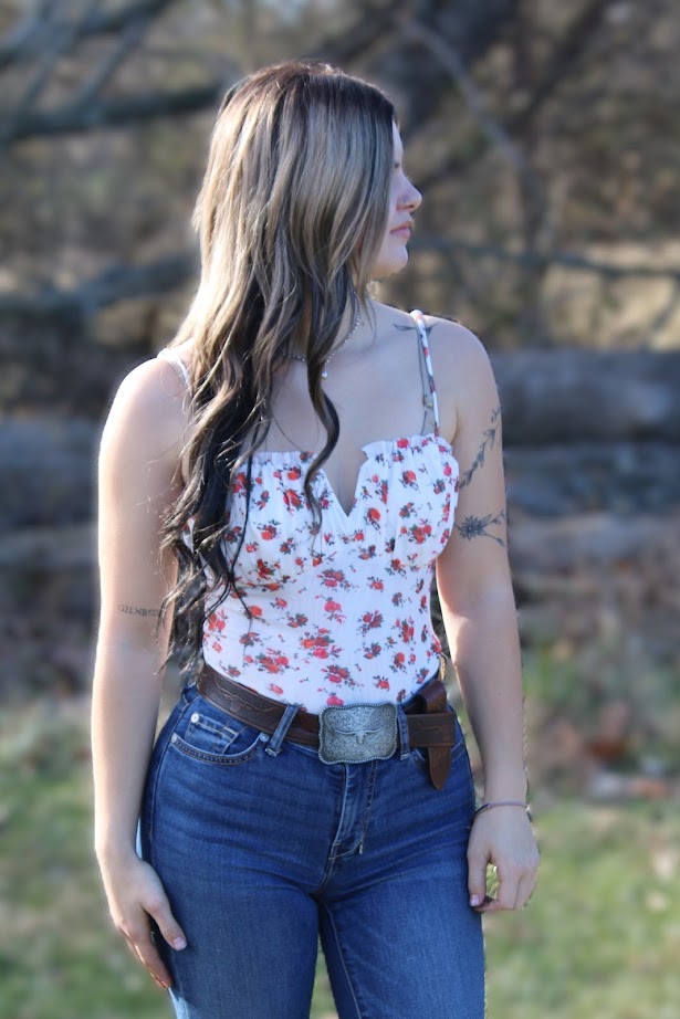 Floral V Cut Bodysuit
