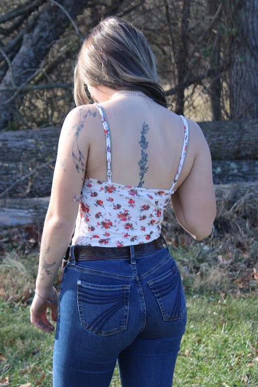 Floral V Cut Bodysuit