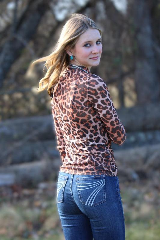 Mesh Cheetah Layering Top
