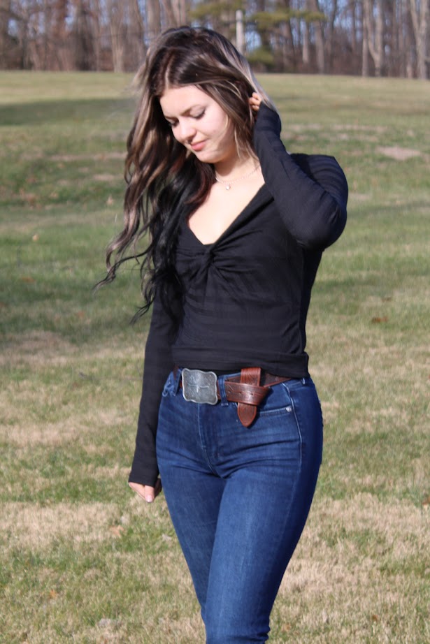 Black V Neck Long Sleeve