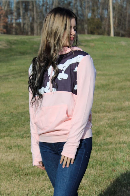 Light Pink & Cow Print Quarter Zip