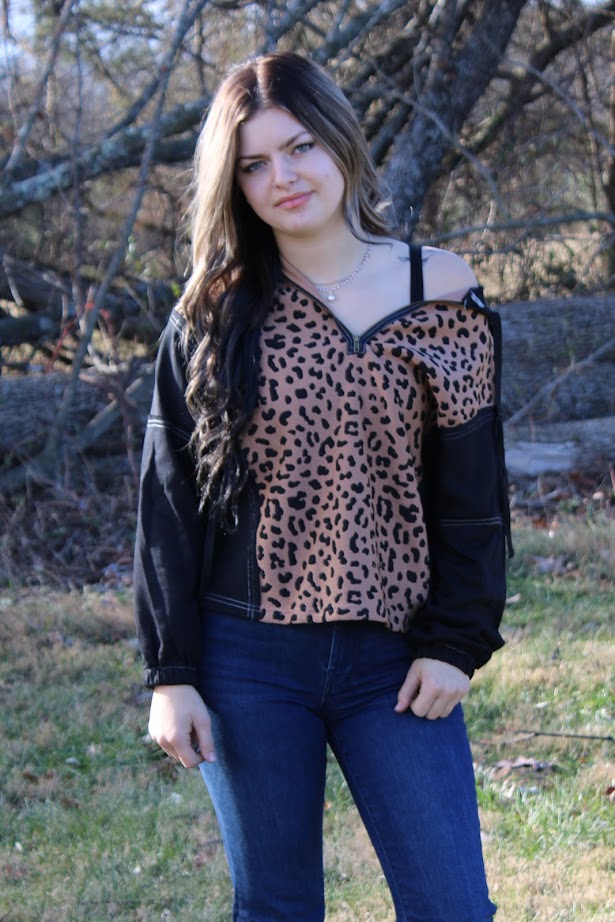 Leopard Patchwork Quarter Zip