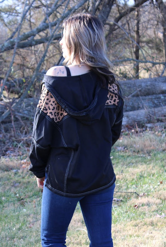 Leopard Patchwork Quarter Zip