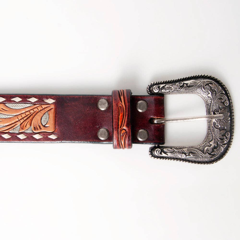 Red Floral with Tan Scrolls and Diamond Border